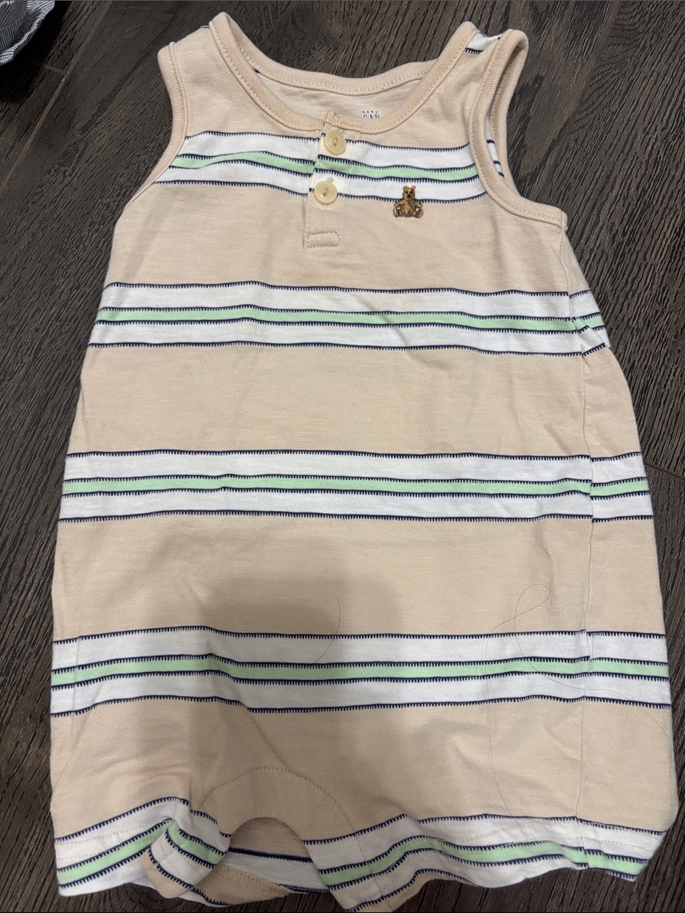 Baby Gap Striped Beige and White Baby Romper